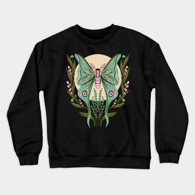 Mystical Luna Moth Crewneck Sweatshirt by Taranormal